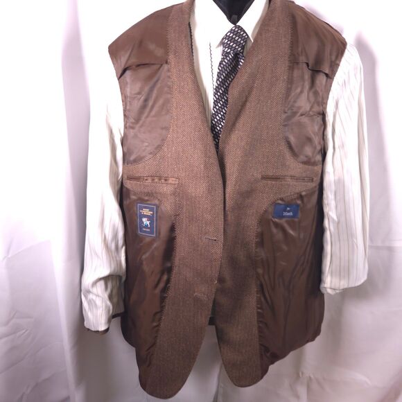 Hart Schaffner Marx Mens 48R Brown Elbow Patch 2-Button Sports Coat Blazer - Picture 3 of 10